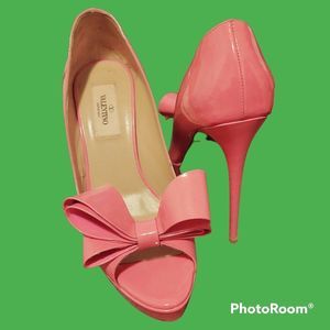 Valentino Pink Ribbon shinny high heels shoes